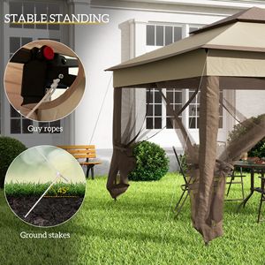 Gazebo Pop-up 3,35m x 3,35m a 2 Livelli per Esterni con Tetto Morbido, Rete Rimovibile con Cerniera e Ampia Borsa Portaoggetti Inclusa - Product Image 6