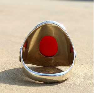 Bague en cornaline naturelle, argent 925, bijoux en pierres précieuses, bague unisexe - Product Image 2