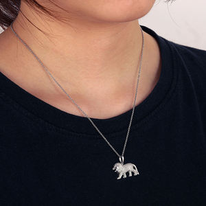 Pendentif animal en moissanite certifiée GRA, serti griffes, couleur or, breloques scintillantes pour collier, plaqué rhodium, style Hip Hop unisexe - Product Image 1