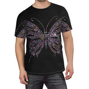 Camiseta de Hombre con Pedrería, Nueva Moda, Precio Económico OEM, Súper Calidad, Logotipo/Colores Personalizados, Tendencia en Ventas - Product Image 1