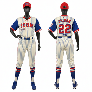 Uniforme de Béisbol Premium para Mujer, 180 GSM, Poliéster, Negro con Rayas Azules, Panel Personalizado con Bordado Tackle Twill - Product Image 2