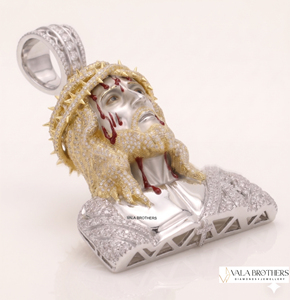 Pendentif Jésus en argent 925 avec moissanite VVS, serti de mosaïque de luxe sur mesure en or rose, certifié GRA, style Hip Hop Iced Out - Product Image 3