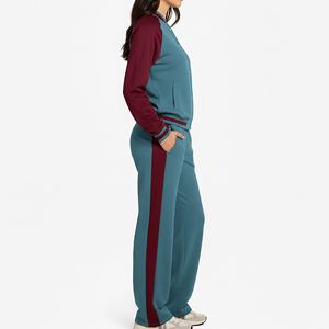 Hot Selling Winter <b>Lace</b> Hip Hop Color Block Zip Hoodie Baggy Jogger Sweatsuit 100% Cotton Breathable Gym Wear Tracksuit - Product Image 6