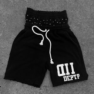 Pantalones Cortos de Mezclilla Sólidos con Parches Bordados Personalizados para Hombre, Estilo Vintage, Lavado Ácido, Rotos, Desgastados, de Doble Cintura Media, Casuales, Estilo Urbano - Product Image 1