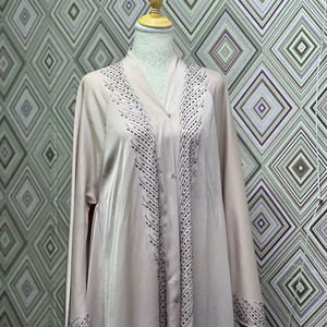 Best Quality Hand Embroidered Beaded Vintage Premium Nida Abaya Anti-Pilling Meera Fashion Designers Indian/Pakistani V Neck <b>Eid</b> - Product Image 1