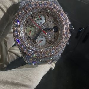 Montre de haute qualité avec mouvement à quartz en moissanite glacée, 40 mm, style antique, bracelet en or blanc, style hip-hop, édition limitée - Product Image 2