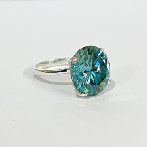 925 Sterling Silver Blue Lab Created Moissanite <b>Ring</b> Hand Cut Customized Size available - Product Image 2