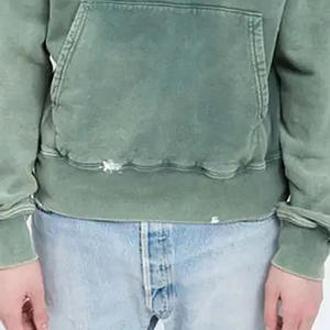 Pull-over 100% Coton Délavé à l'Acide, Style Vintage Streetwear, Grammage Lourd, Coupe Oversize, Unisexe, Vêtement Vierge - Product Image 6