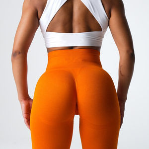 Leggings de yoga sans couture taille haute pour femme avec logo personnalisé, effet push-up fessier, pantalon d'entraînement froncé, contrôle du ventre, vêtements de sport actifs - Product Image 6