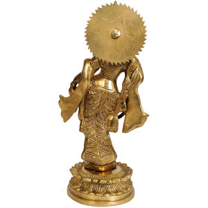 Sculpture en laiton Radha Rani de 10 pouces faite à la main pour les cadeaux fabriqués en Inde - Product Image 2