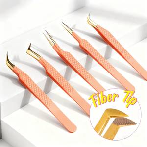 ชุดแหนบตัดขนตา Morje Surgical Precision ทำจากสแตนเลส ด้ามจับสีส้ม ปลายเคลือบทองแบบฟันเลื่อย/หยัก ขนาด 10 มม. สำหรับต่อขนตา - Product Image 1