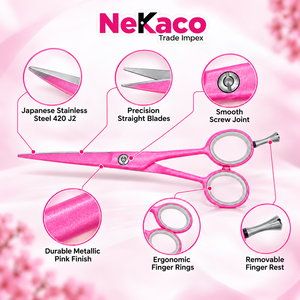 Ciseaux de coiffure professionnels roses japonais en acier inoxydable 4Cr13, tranchants, pour droitiers - Product Image 3