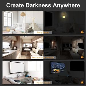 Tenda Oscurante 100% Nera per Finestre, Senza Foratura, per Copertura Finestre - Product Image 4