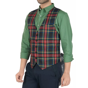 Chaleco de tartán para hombre, chaleco a cuadros, diseño clásico formal y ajustado para padrinos de boda, fiestas y entornos de negocios - Product Image 4
