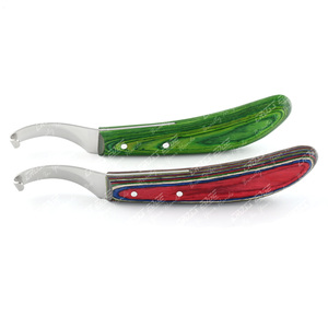 Couteau à sabot cheval sabot boucle couteau tondeuse cisaillement maréchal-ferrant fournitures lame en acier inoxydable avec manche en bois pour chevaux bovins vaches - Product Image 2