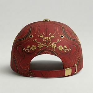 Casquette de baseball structurée de luxe rouge et or à 6 panneaux, broderie 3D motif animal, en coton, unisexe, réglable, vente en gros, faible MOQ - Product Image 4