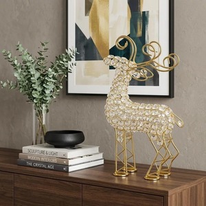 Figurine de cerf en cristal, faite à la main en aluminium, moderne et écologique, pour une sculpture de table élégante pour le salon et le bureau à domicile - Product Image 1