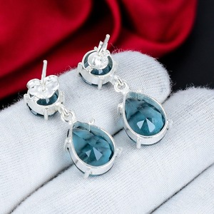 Indicolite Gemstone Drop <b>Earrings</b> 925 Sterling Silver Handmade Pear Cut Dangle Elegant Fine Jewelry Gift Women RUHAN GEMS - Product Image 3