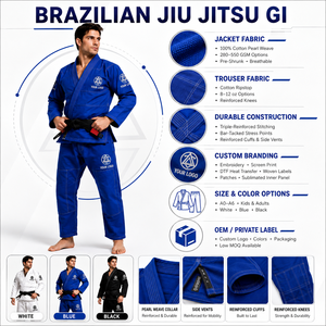 Kimono de Jiu-Jitsu Brésilien Personnalisé 380 GSM en Coton Tissé Nacré Anti-Humidité Durable pour l'Entraînement – Gi OEM ODM avec Logo Personnalisé - Product Image 6