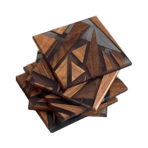 Design de luxe meilleur sous-verre en bois d'acacia en résine époxy fait à la main en bois boisson thé sous-verre de l'Inde par l'artisanat de qualité - Product Image 1