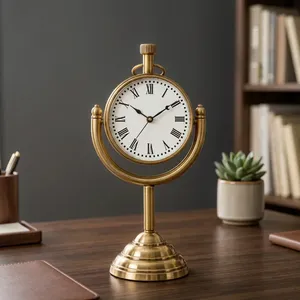 Horloge de bureau nautique en laiton antique, horloge de table maritime vintage avec cadran à chiffres romains, horloge décorative en métal pour le bureau - Product Image 5