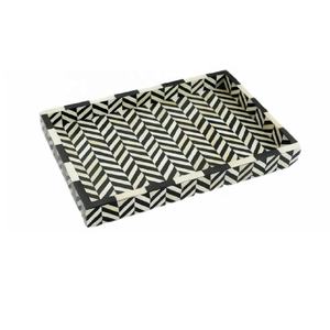 Plateau incrusté d'os de conception rectangulaire faite à la main plateau de service thé café boisson froide hôtel Restaurant plateau d'événement de mariage pour la cuisine - Product Image 5