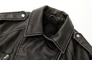 Chaqueta de Moto Vintage para Hombre, de Cuero Genuino Negro, Ecológica, con Cuello Alto, Cierre de Cremallera, Corte Ajustado, Largo Corto, con Cinturón y Bolsillos - Product Image 4