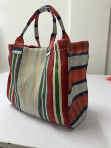 Custom Striped <b>Nylon</b> Tote Bag Reusable Shopping <b>Handbag</b> Lightweight Carry Bag for Daily Travel and Grocery Use - Product Image 5