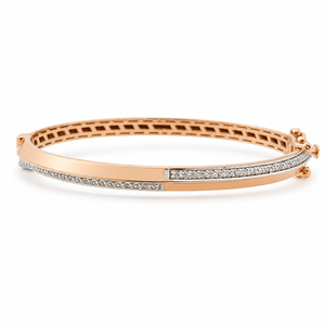 18K Rose Gold Diamond Tennis <b>Bangle</b> <b>Bracelet</b> for Women High Polish Elegant Minimalist Fine Jewelry Wedding Party Gift Wear - Product Image 5