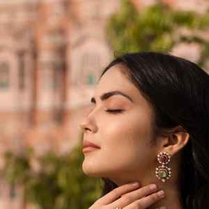 Floral CZ Stud Earrings With <b>Pearl</b> Accent In Gold Finish Elegant Indian Festive <b>Jewelry</b> Earrings <b>Set</b> 925 Sterling Silver - Product Image 3