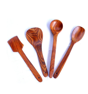 Cuchara de Cocina de Madera, Apta para Lavavajillas, Juego de Utensilios de Cocina Saludables, Juego de Cucharas de 4 Piezas, Cuchara de Servir de Madera Natural para Uso en la Cocina - Product Image 1