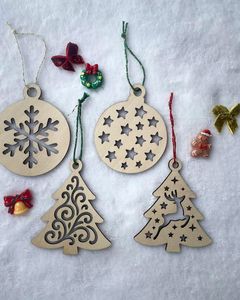 Wooden Christmas Ornaments <b>Set</b> Round <b>Nativity</b> Scene Hanging Decorations Traditional Handicraft Tree Decor - Product Image 2