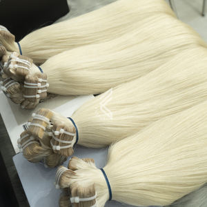 Cinta alineada de cutícula rubia Platino en extensiones de cabello Rubio 50 pulgadas Remy paquetes de tejido de cabello humano a granel - Product Image 4