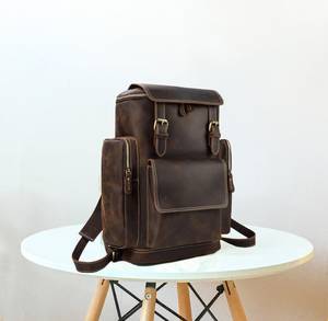 Versatile <b>Waterproof</b> Leather <b>Backpack</b> Anti-Theft Vintage Laptop Rucksack Genuine Leather Carrier LBP-0323 - Product Image 2