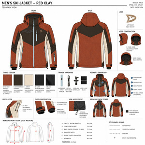 Veste de ski imperméable à capuche pour homme, en polyester color-block, technologie Tex, fermeture éclair sur le devant, pour les activités de plein air - Product Image 6