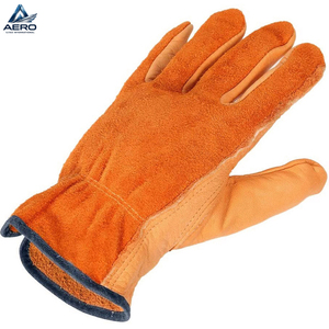 Comfortable & Rugged Warehouse Use Industrial Grade Safety Hand Protection Heavy-Duty Orange Split Cowhide Leather Driver <b>Gloves</b> - Product Image 2