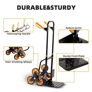 Heavy Duty Stair Climbing Hand Truck Dolly Premium Quality Cart for <b>Transporting</b> Heavy Loads - Product Image 4