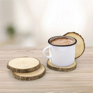 Natural <b>Wood</b> <b>Slice</b> Coaster Set Rustic Tree Bark Wooden Drink Coasters Eco Friendly Round Cup Mat Wholesale Table Decor Suppliers - Product Image 1