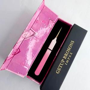 Vente en gros de pinces à épiler de haute précision GETUP BROSONS IMPEX, étiquette privée personnalisée, couleur unie, ombré blanc/rose, pointe dorée - Product Image 4
