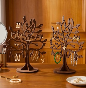 Tree Shape Wooden Jewelry Organizer For Earrings Necklaces Rings And <b>Bracelet</b> Display Stand Home Decor Organization From India - Product Image 6