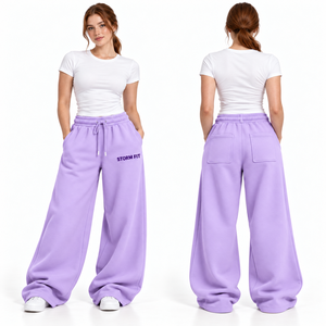 Pantalones Cargo de Felpa Rojos para Mujer, de Pierna Ancha, Personalizados, de Cintura Media, con Cordón Elástico, Ajuste Regular, Largos, Estilo Urbano - Product Image 3