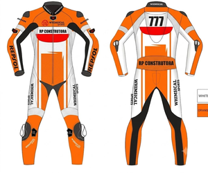 Professional Track Racing JumpSuit/Traje Made to Measure Cowhide/Kangaroo Leather With <b>Level</b> 2 Protection - Product Image 1