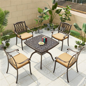 Luxury Modern Die Cast Aluminum Dining <b>Table</b> Rectangular Home Furniture with <b>Wood</b> Legs - Product Image 3