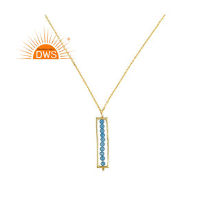 Best Trendy Sterling Silver 18K Gold Plated <b>Turquoise</b> <b>Beaded</b> Gemstone Pendant Necklace Demi Fine Jewelry For Women Gift For Her - Product Image 4