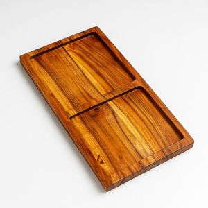 Handmade Wooden Serving <b>Tray</b> With Three Compartments For Food <b>Snacks</b> Drinks Residential Use Unfinished Finish - Product Image 4