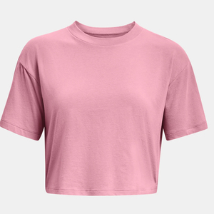 Crop top femme rose uni, col rond, manches courtes, coupe classique, jersey léger et respirant, t-shirt court décontracté pour femme, best-seller - Product Image 5