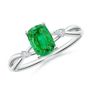 Nature Inspired <b>Cushion</b> <b>Rectangular</b> Emerald Side Stone Engagement Ring Handmade Customized Fine Jewelry Wedding 14K Solid Gold - Product Image 1