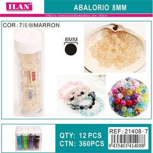 Perline craquelé Ilan Abalorio 8 mm colore marrone per la creazione di gioielli - Product Image 3