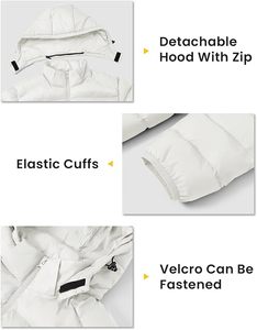 Veste d'hiver matelassée à capuche blanche pour homme, chaude et rembourrée, avec fermeture éclair - Product Image 6