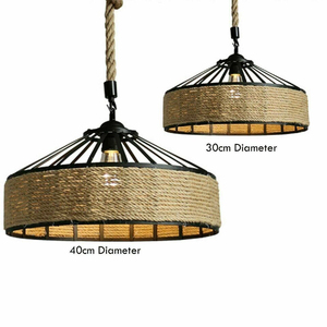 Lampe suspendue murale de qualité supérieure au meilleur prix, finition noire, en fil de fer, avec des éléments en rotin, forme ronde, décorative - Product Image 5